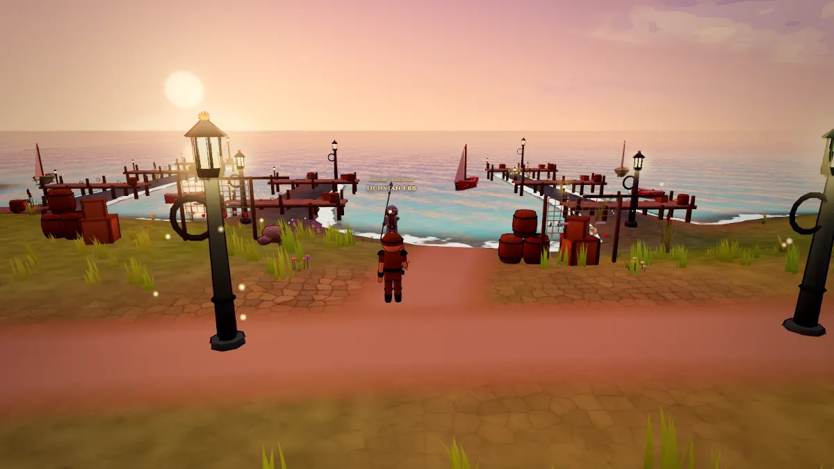 Sunset over the harbour piers